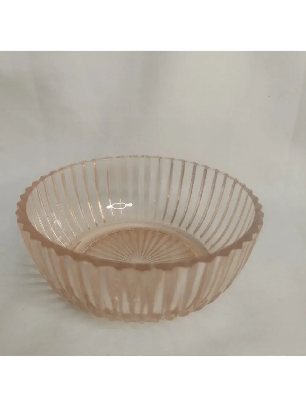 Vintage Anchor Hocking Queen Mary Pink Depression Glass Ribbed Berry Bowl